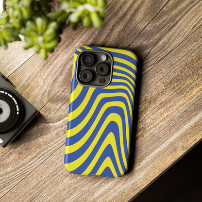 Retro wavy - yellow and blue - Tough Cases