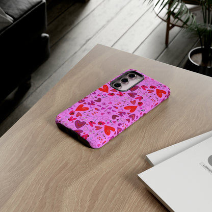 Heart Doodles - Fuschia Pink ff8eff - Tough Cases