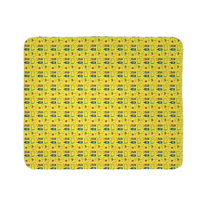 Fleece Sherpa Blanket - Cocktail Time - Yellow