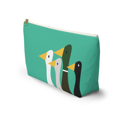 Nifty Ducks Co. Logo2 - ducks - Turquoise 12d3ad - Accessory Pouch w T-bottom