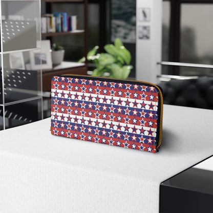 Red White and Blue Stars - Stripes - Zipper Wallet