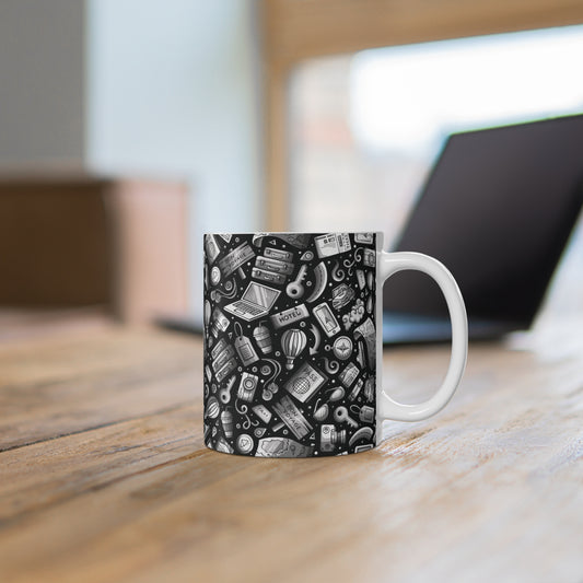 Travel Vibes - Gray on Black 000000 - Mug 11oz