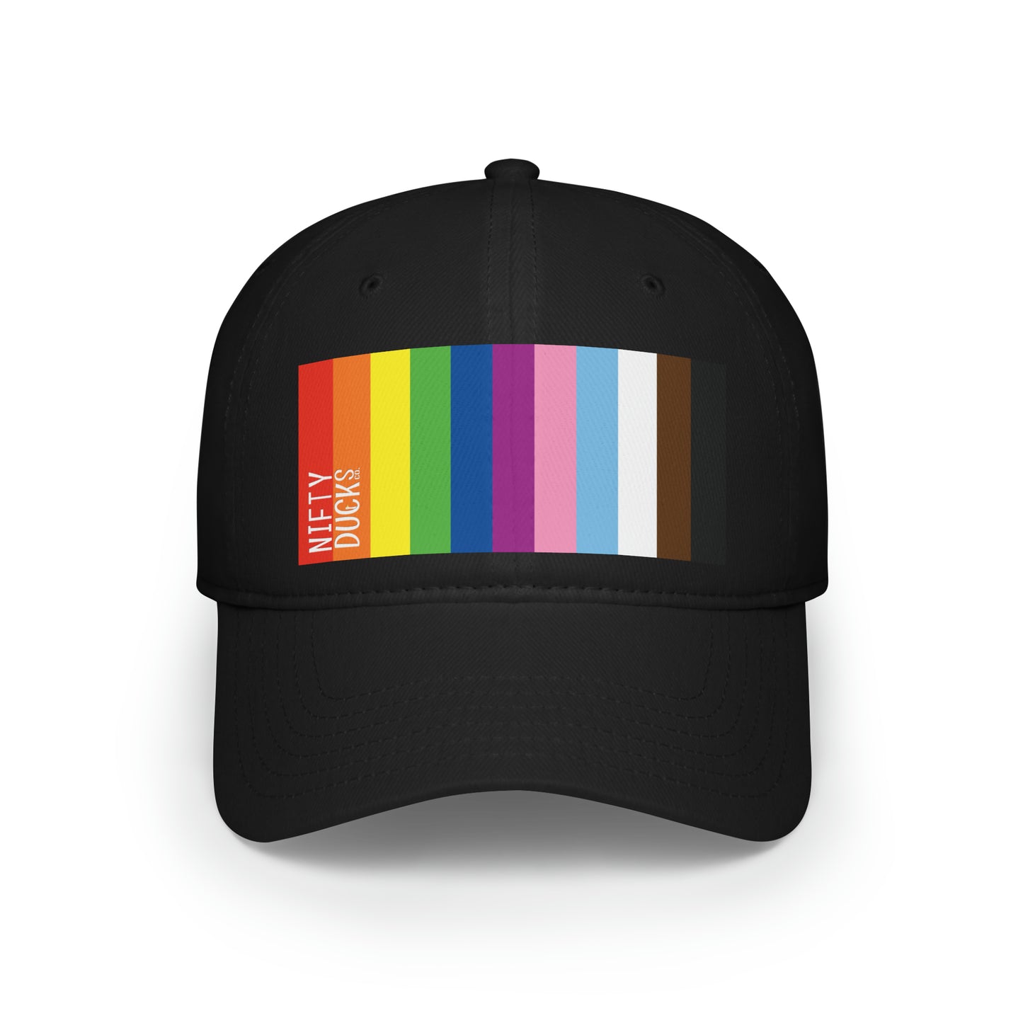 Nifty Ducks Co. Logo2 - Pride colors - Low Profile Baseball Cap