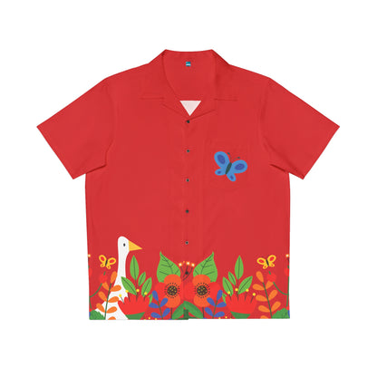 Bright Summer flowers - Scarlet de0000 - Men's Hawaiian Shirt