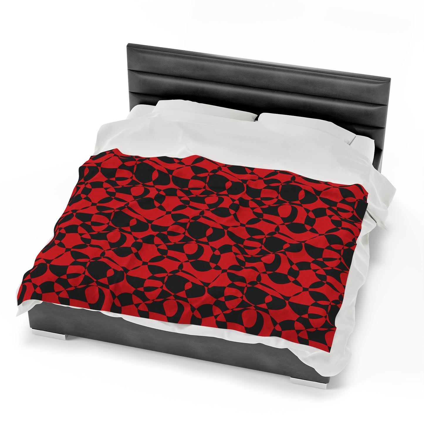 Scarlet Symphony - Black - Velveteen Plush Blanket