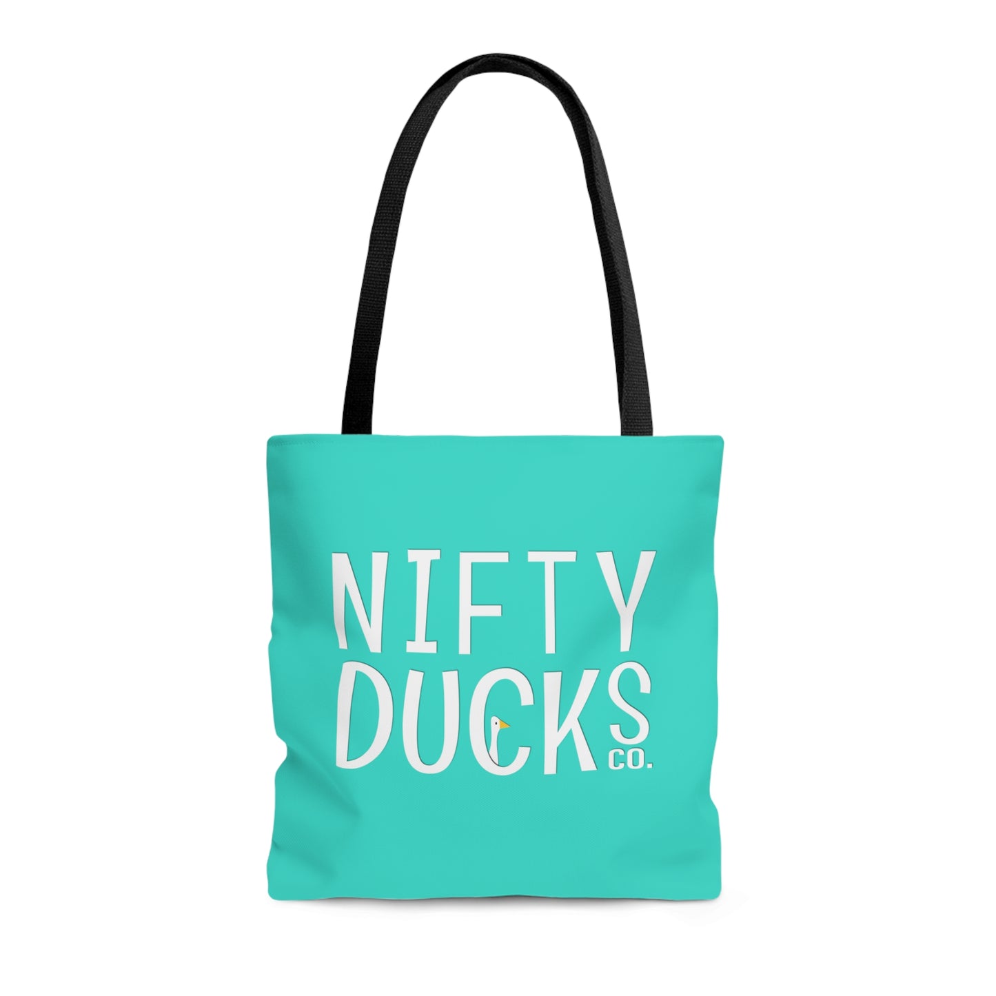 Nifty Ducks Co. Logo2 - Turquoise 40E0D0 - Tote Bag