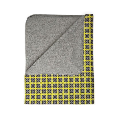 Fleece Sherpa Blanket - Letter Art - A - Gray - Yellow