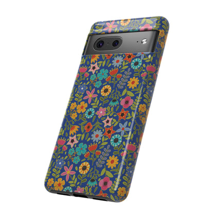 Playful Spring flowers - blue - Tough Cases