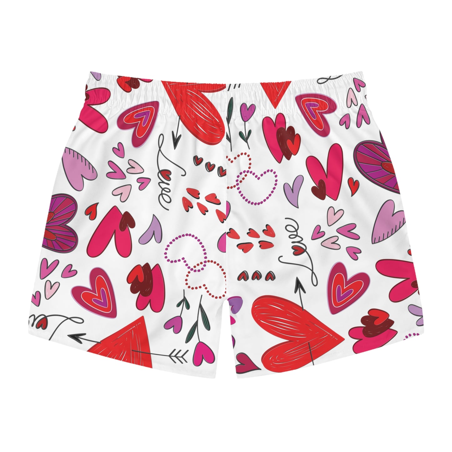 Hearts Doodles - White ffffff - Swim Trunks