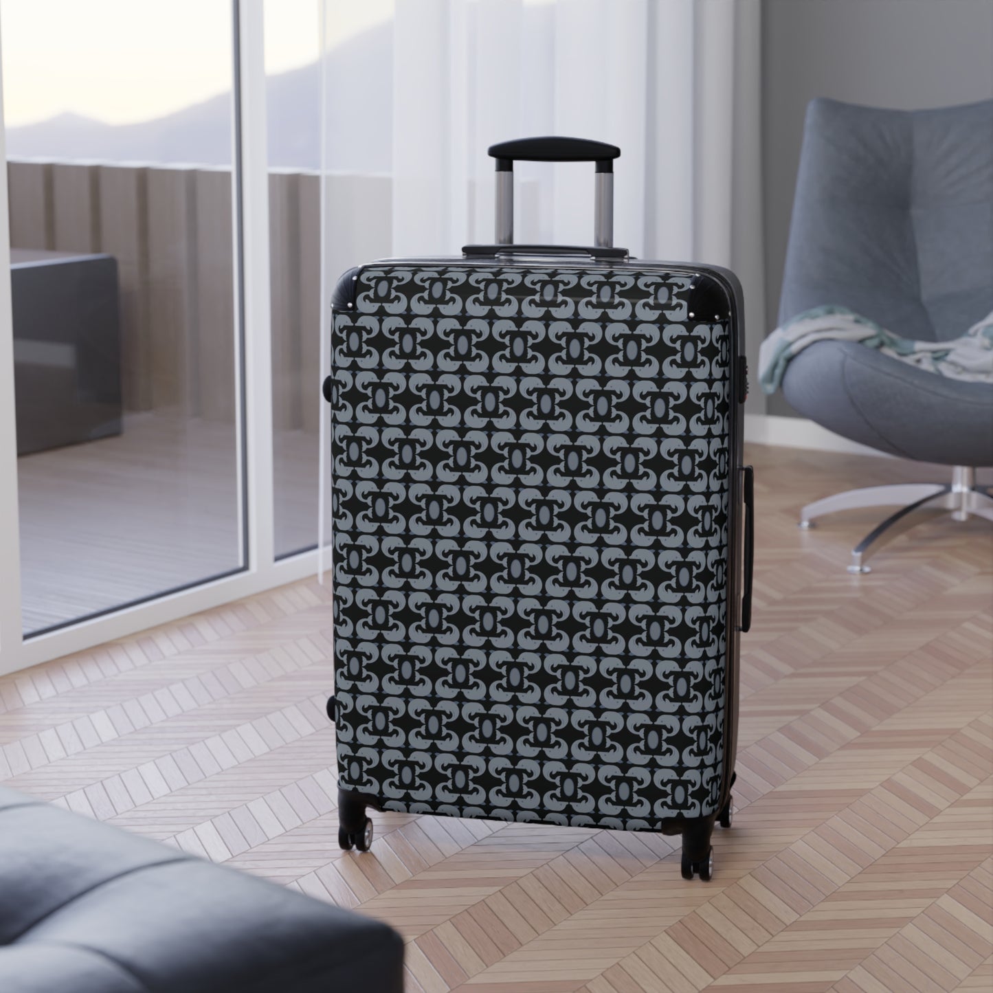 Playful Dolphins - Black 000000 - Suitcase