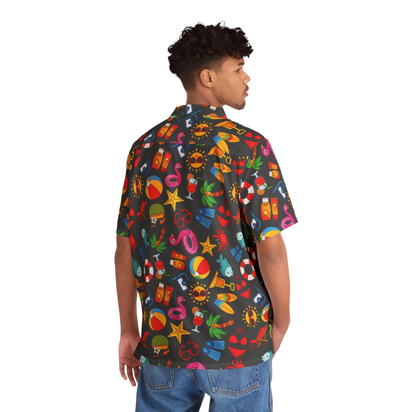 Summer Vibes - Black 000000 - Men's Hawaiian Shirt