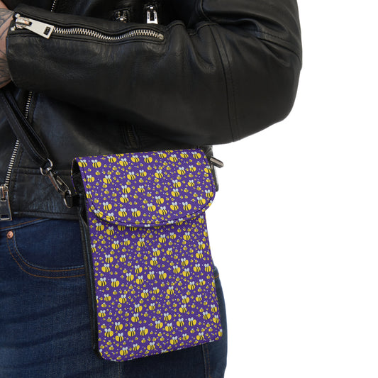 Lots of Bees - Metallic Violet 5412ab - Small Cell Phone Wallet