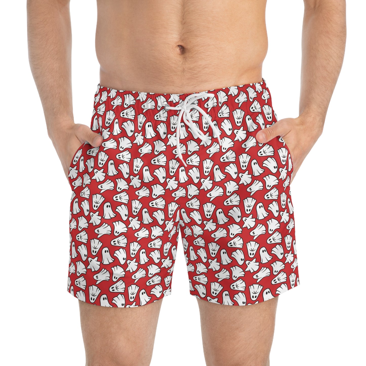 Boo - Ghosts - Halloween - Scarlet de0000 - Swim Trunks