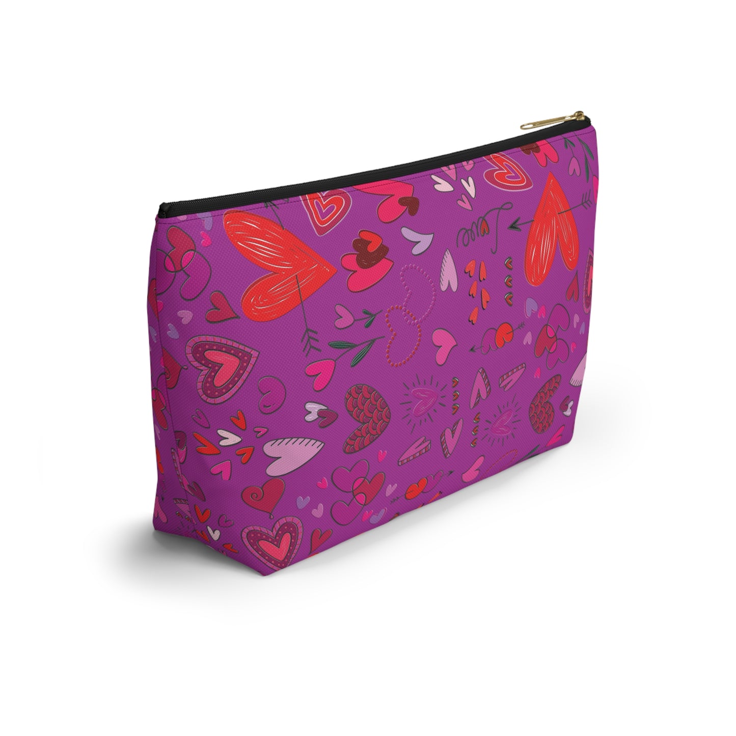 Heart doodles - Deep Magenta B805AE - Accessory Pouch w T-bottom