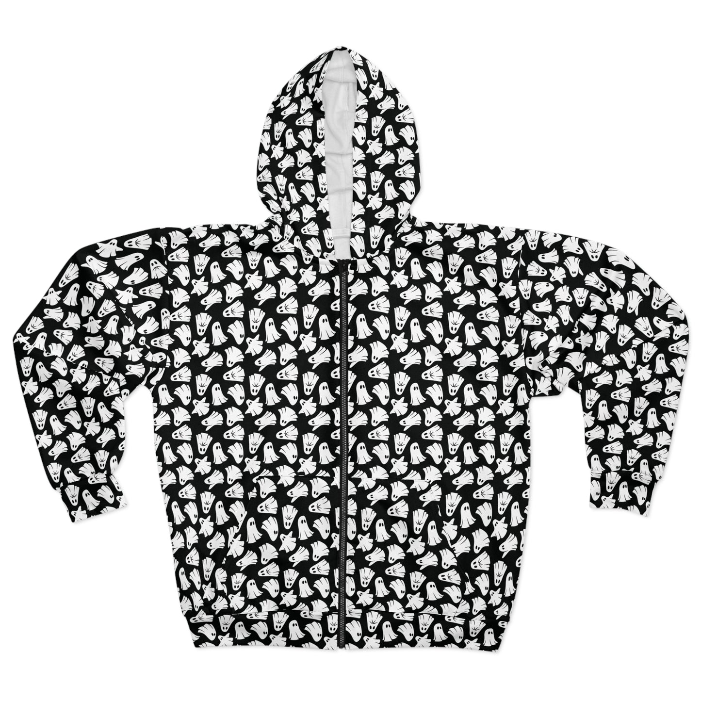 Boo - Ghosts - Halloween - Black 000000 - Unisex Zip Hoodie