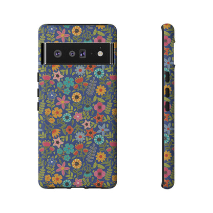 Playful Spring flowers - blue - Tough Cases