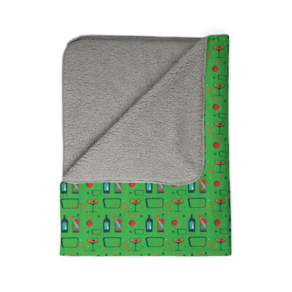 Fleece Sherpa Blanket - Cocktail Time - Lime Green