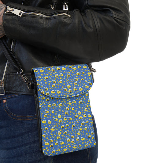 Lots of Bees - Azure 0080FF - Small Cell Phone Wallet