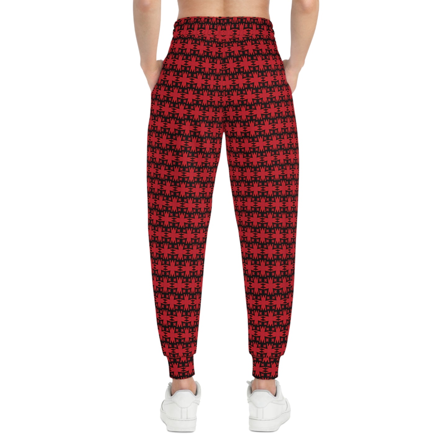 Letter Art - M - Red - Black 000000 - Athletic Joggers (AOP)