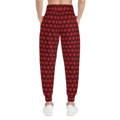 Letter Art - M - Red - Black 000000 - Athletic Joggers (AOP)