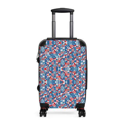 Red White and Blue Bold Pattern - Oil Paint Texture - Suitcase