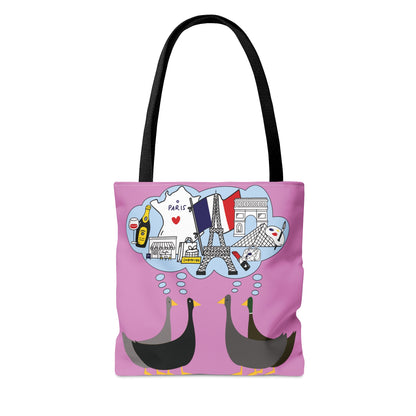 Ducks dreaming of Paris - Fuschia Pink ff8eff - Tote Bag