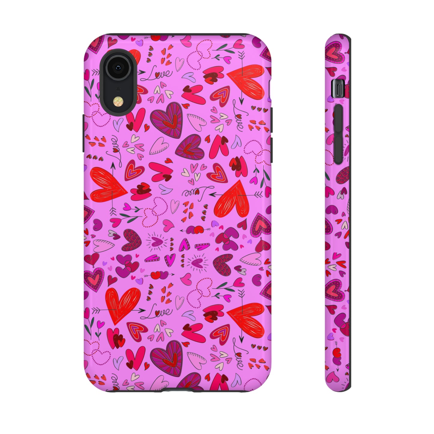 Heart Doodles - Fuschia Pink ff8eff - Tough Cases