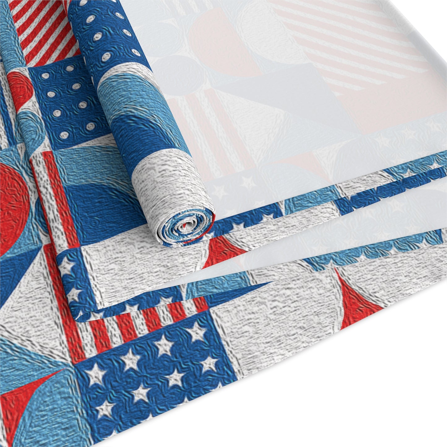 Red White and Blue Bold Pattern - Oil Paint Texture - Table Runner