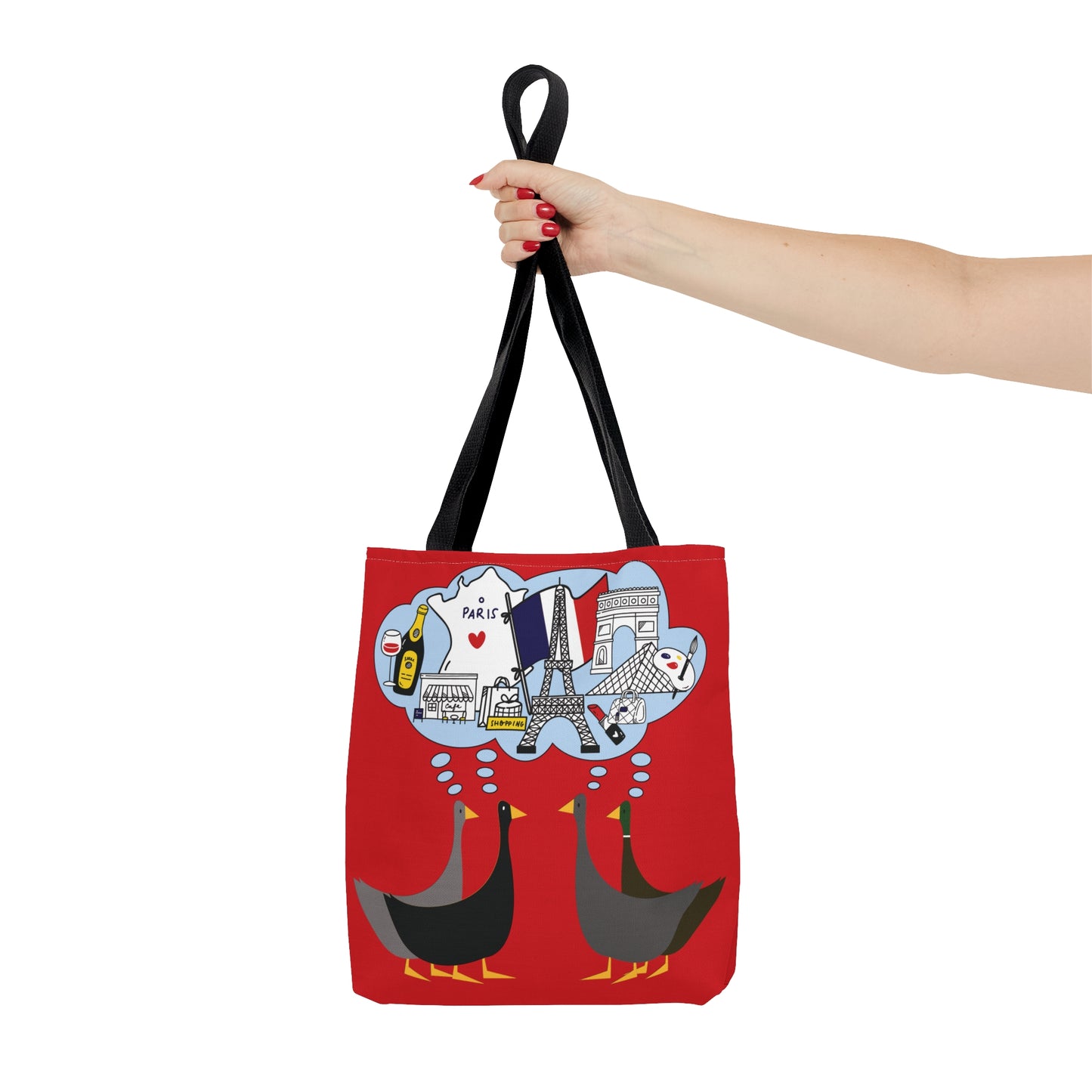 Ducks dreaming of Paris - Scarlet de0000 - Tote Bag