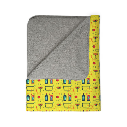 Fleece Sherpa Blanket - Cocktail Time - Yellow