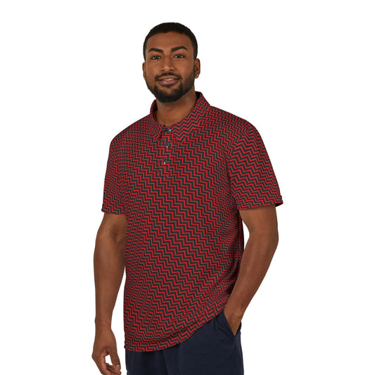 Zigs and Zags - Black - Scarlet - Unisex Polo Shirt