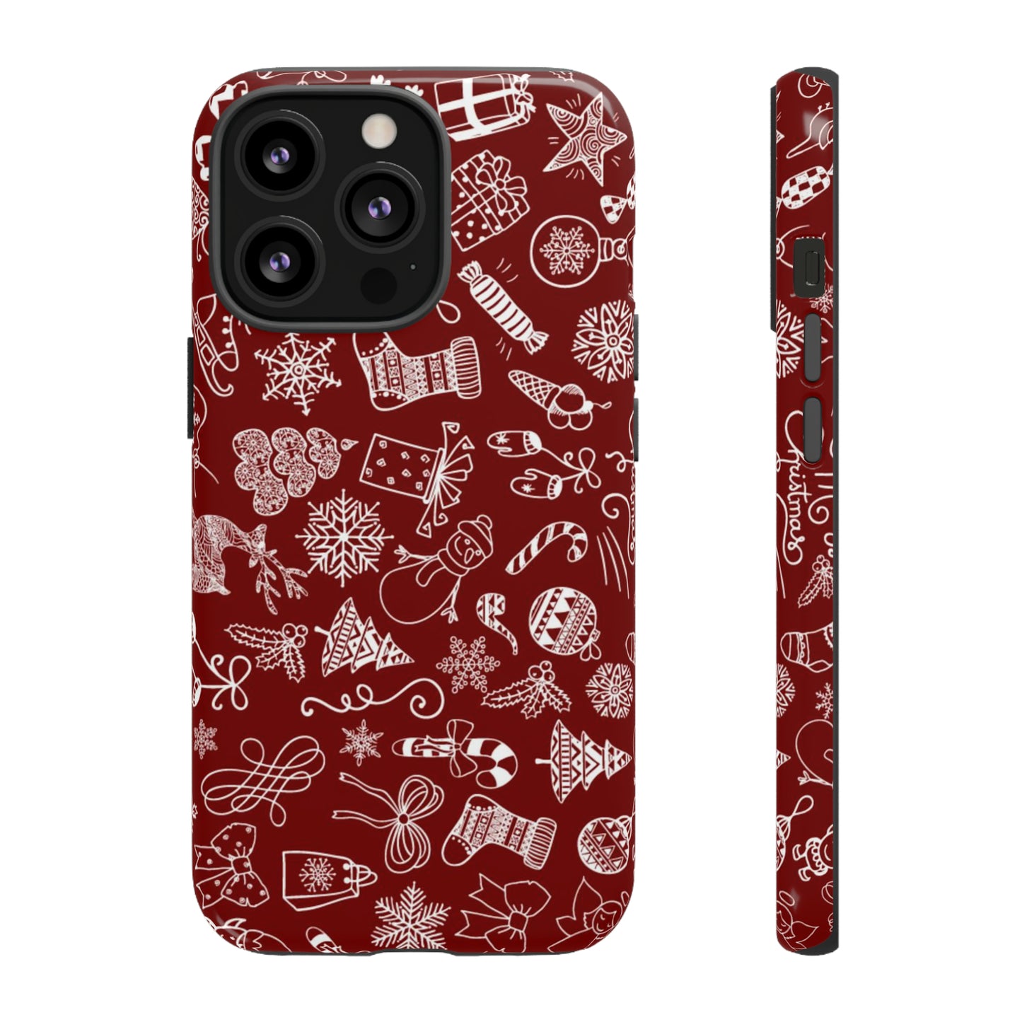 Christmas doodles on red - Tough Cases