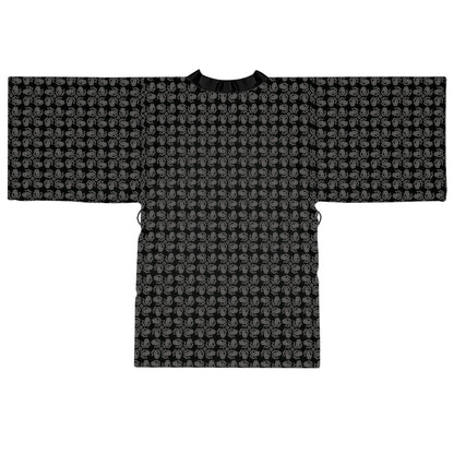 Octopie - Gray - Black 000000 - Long Sleeve Kimono Robe (AOP)