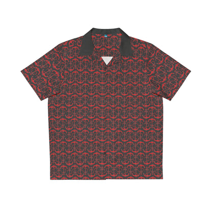 Anchors Away - Red - Black 000000 - Men's Hawaiian Shirt