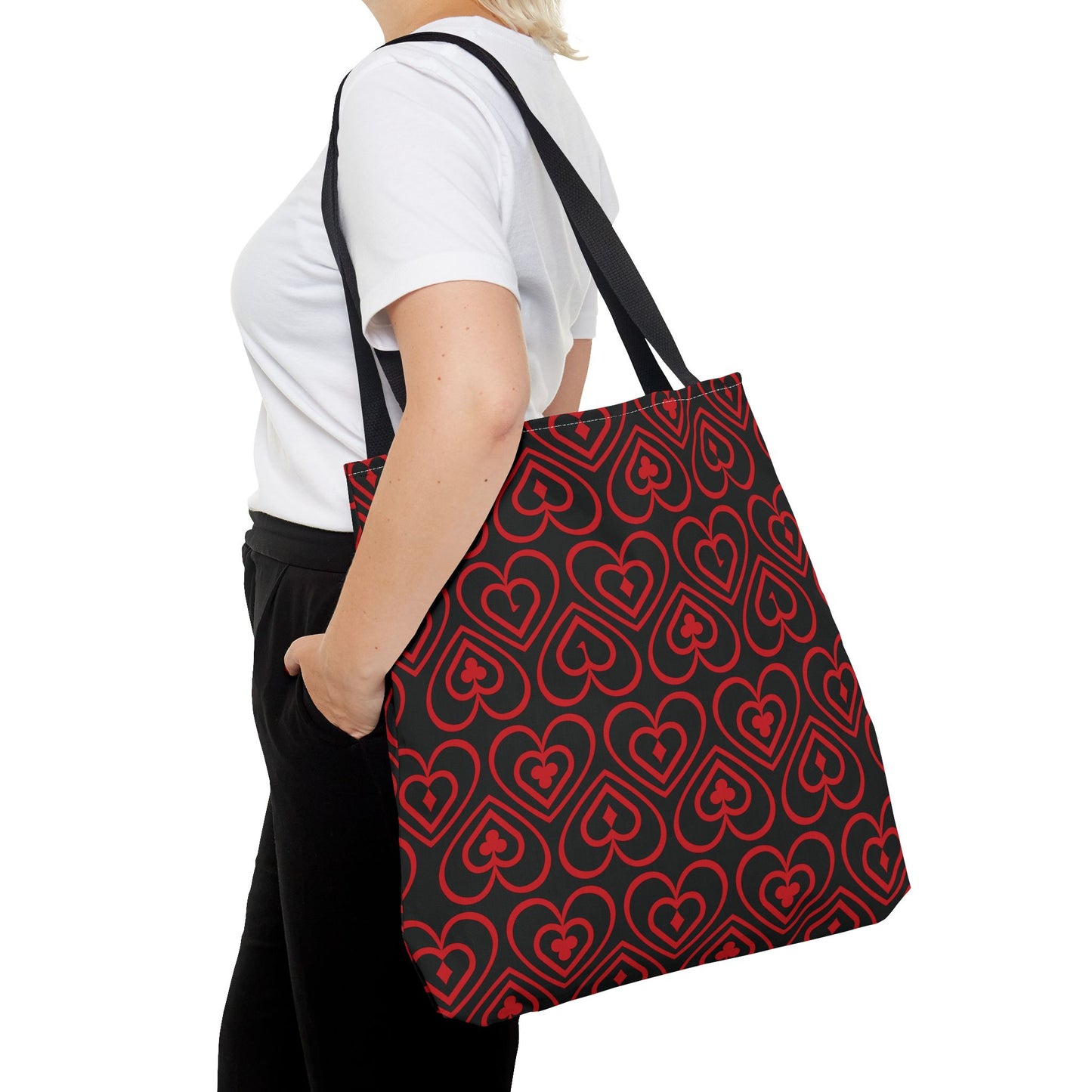 Ducks in the Deck - Red - Black 000000 - Tote Bag