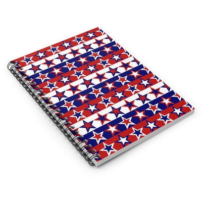 Red White and Blue Stars - Stripes - Spiral Notebook - Ruled Line