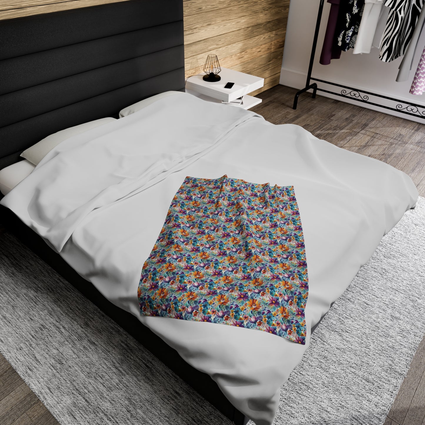 Wild Flowers - AI Generated - Velveteen Plush Blanket