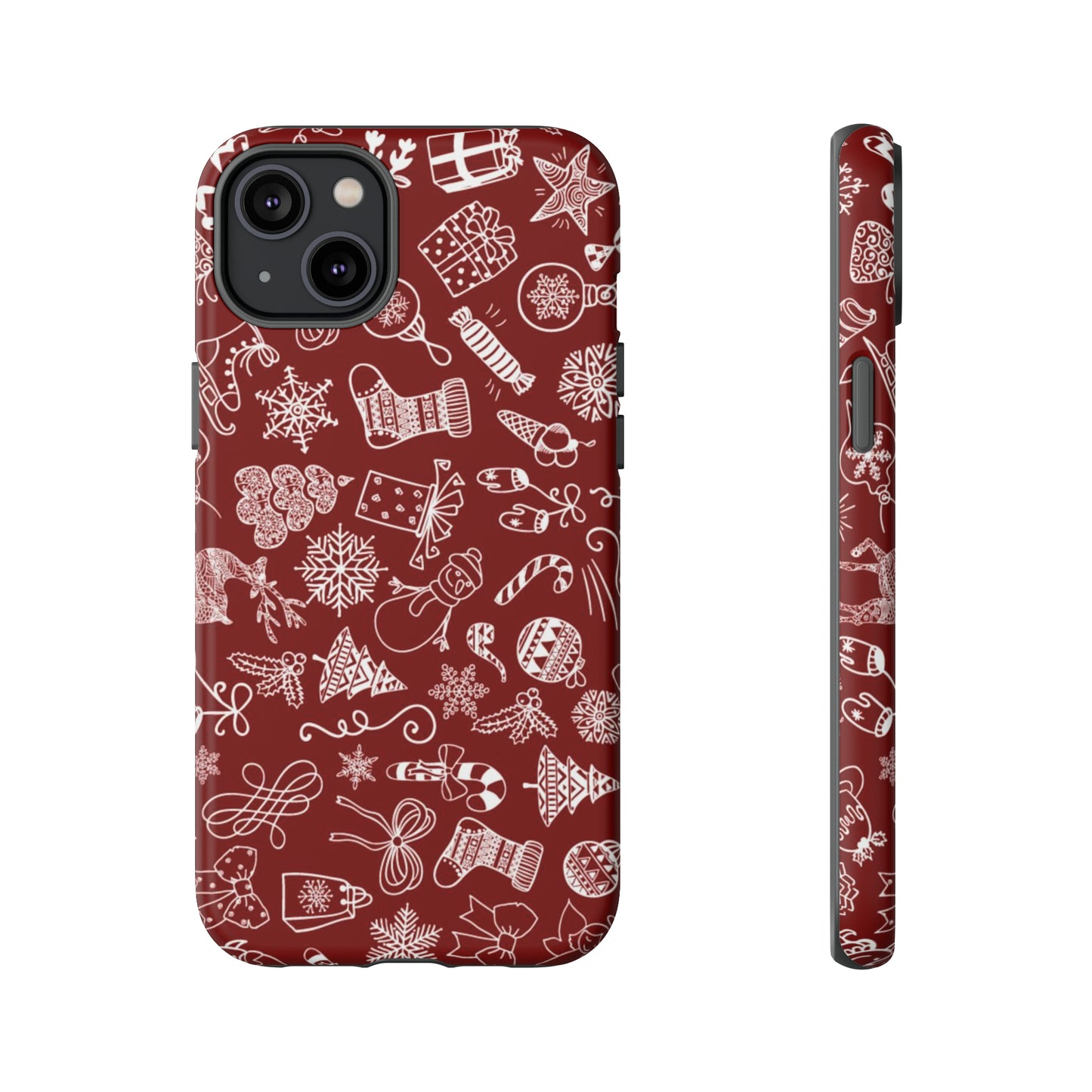 Christmas doodles on red - Tough Cases