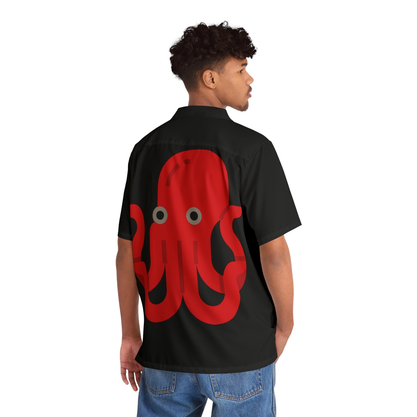 BIG Octopus - Black 000000 - Men's Hawaiian Shirt