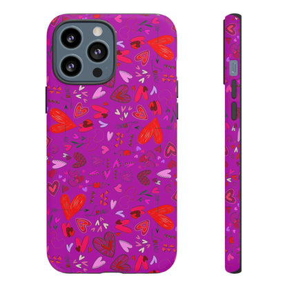 Heart Doodles - Deep Magenta B805AE - Tough Cases