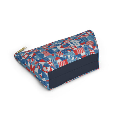 Red White and Blue Bold Pattern - Oil Paint Texture - Accessory Pouch w T-bottom