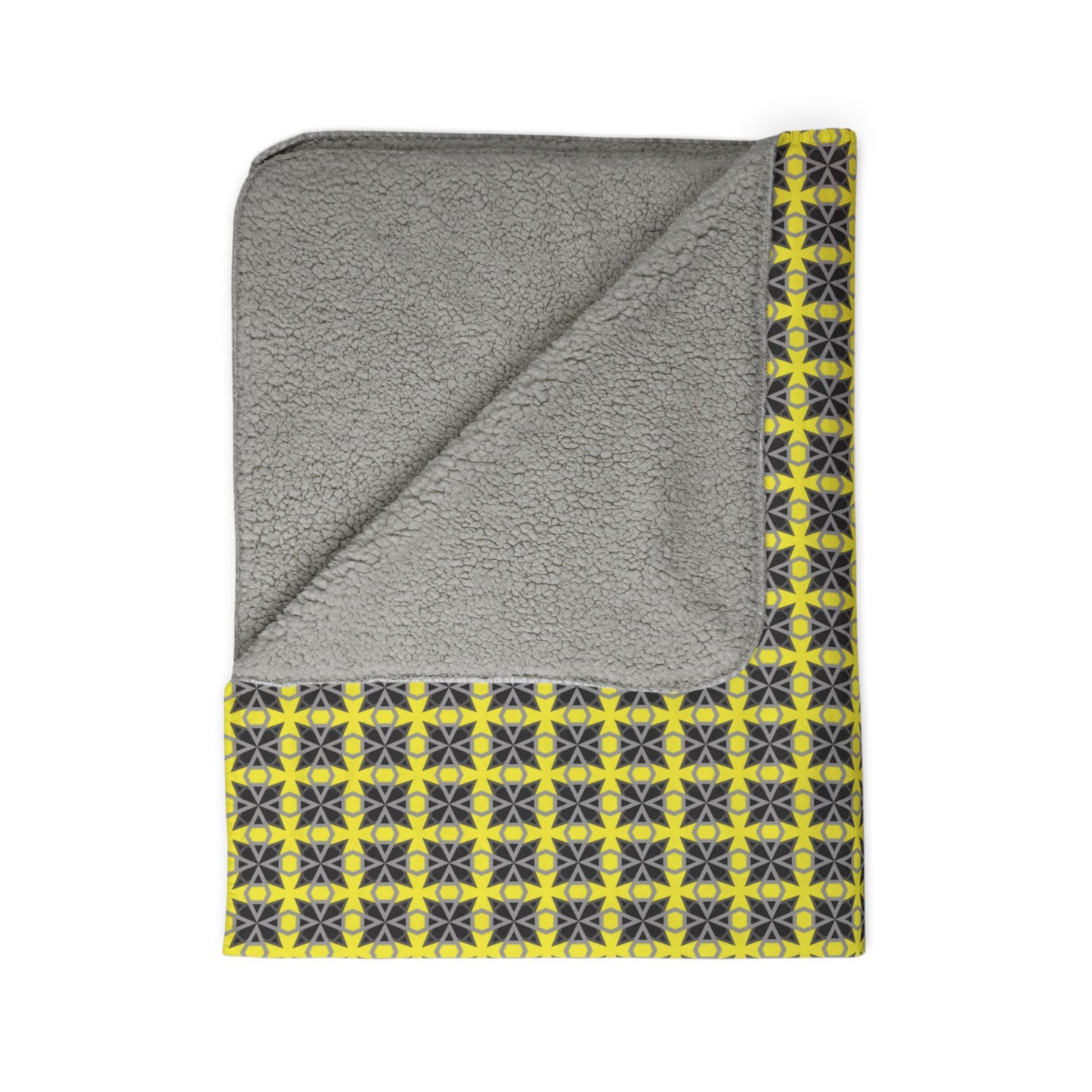 Fleece Sherpa Blanket - Letter Art - A - Gray - Yellow