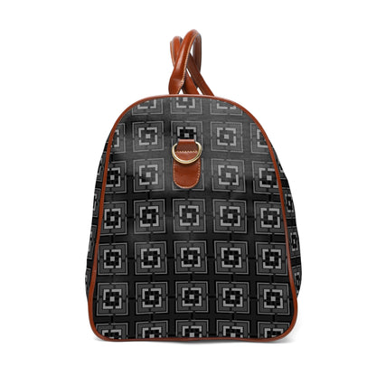 Intersecting Squares - Gray - Black 000000 - Waterproof Travel Bag