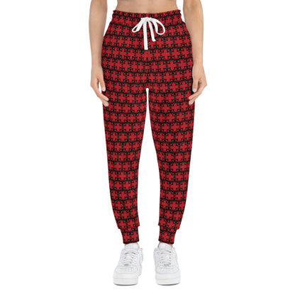 Letter Art - M - Red - Black 000000 - Athletic Joggers (AOP)