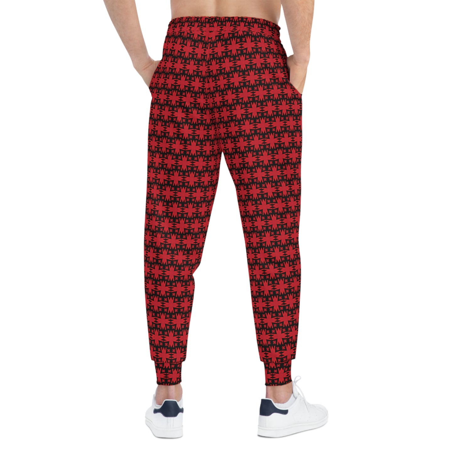 Letter Art - M - Red - Black 000000 - Athletic Joggers (AOP)