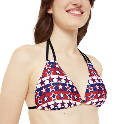 Red White and Blue Stars - Stripes - Strappy Bikini Set