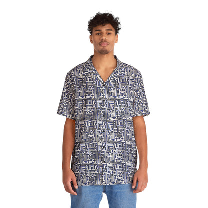 Futuristic Pattern - Blue - Men's Hawaiian Shirt