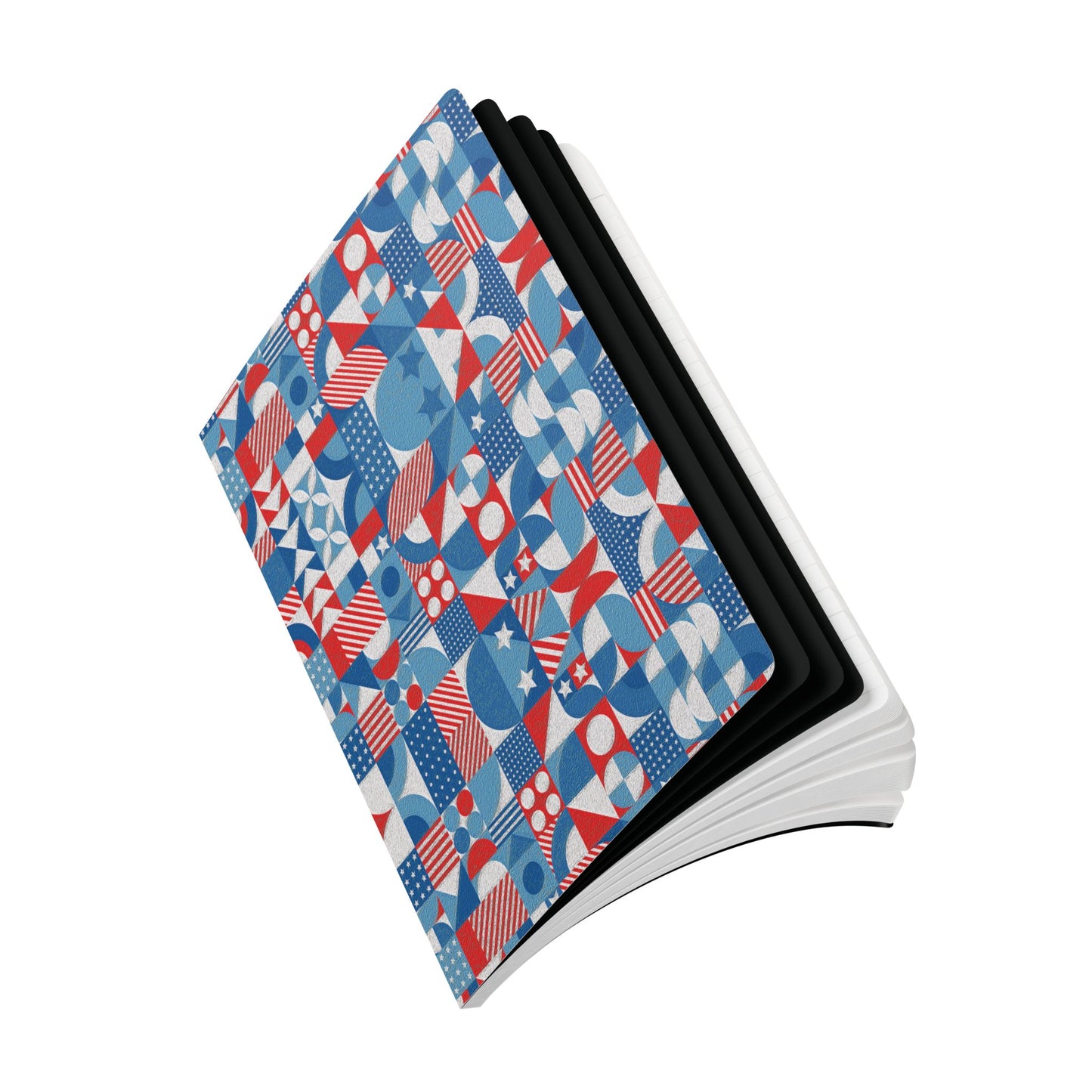 Red White and Blue Bold Pattern - Oil Paint Texture - Softcover Journal