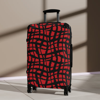 Crosshatch Craze - Black - Scarlet - Suitcases