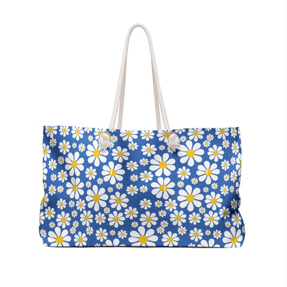 Ducks in Daisies - Small print - Azure 0080FF - Weekender Bag